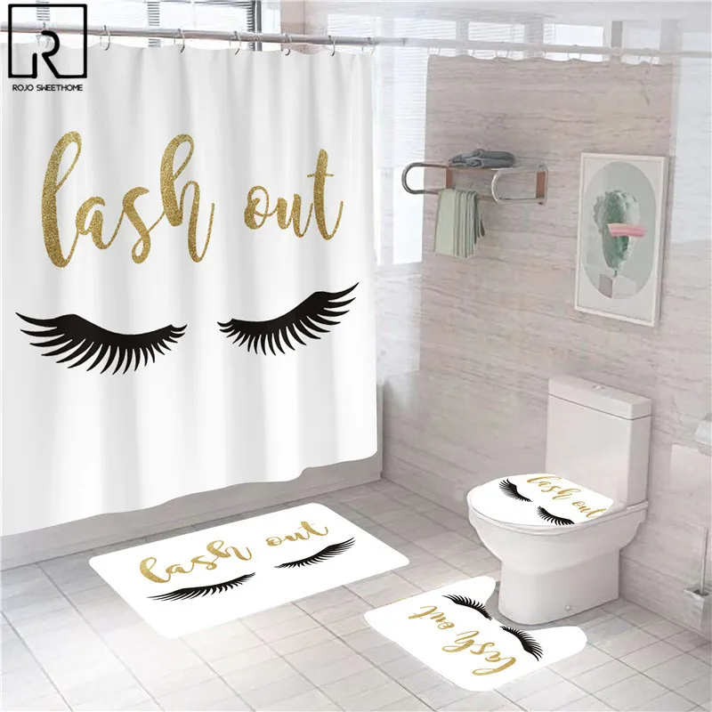 women eye and eyebrow print shower curtain sexy girls bathroom curtains bath mat set rugs anti slip carpet toilet lid cover home free global shipping