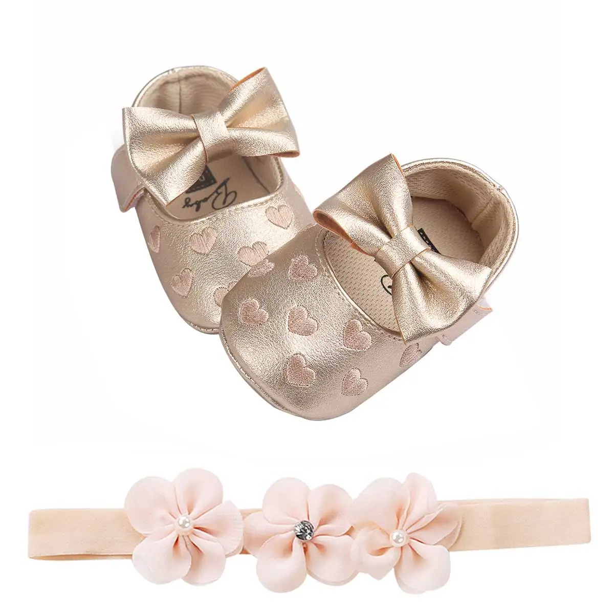 Новинка 2020 года Комплект для новорожденных девочек Обувь крещения и повязка на