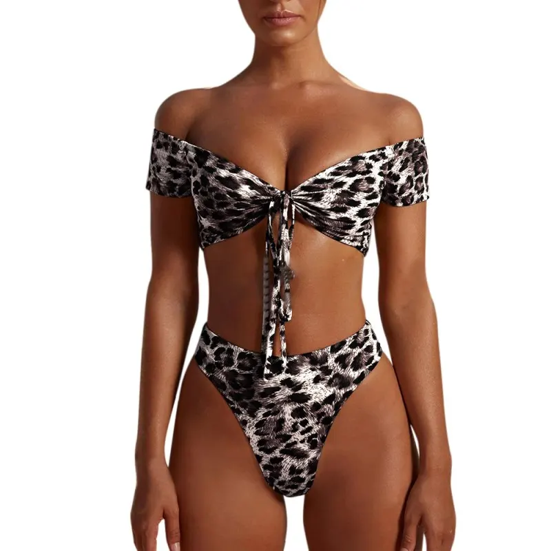

New Leopard Thong Swimsuit Women 2020 Sexy Bikini Set Print Push up Swimwear Female Bikini Set Bikini Bathing Suit Hot