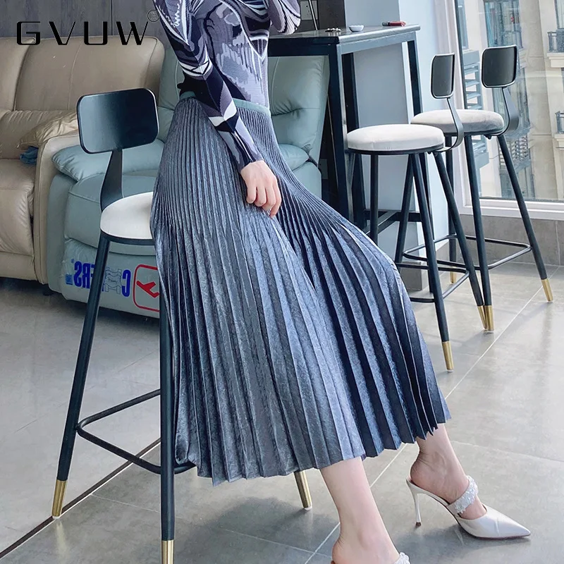 

Плиссированная мини-юбка GVUW с драпировкой, Новинка осени 2021, тонкая широкая трапециевидная Корейская мини-юбка, элегантное Цветочное плать...