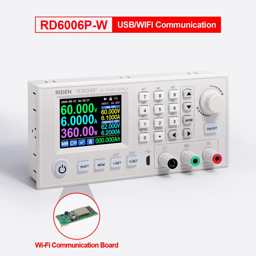 RD6006P RD6006P-W Voltmeter 5 Digit USB WiFi DC DC Voltage Current Step Down Power Supply Module Buck Adjustable Converter 60V 6