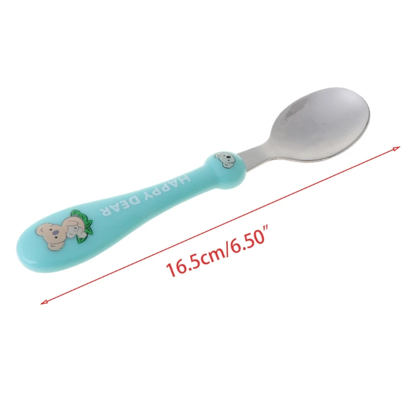 

2Pcs Cartoon Baby Safety Stainless Steel Spoon Fork Set Kids Feeding Tableware
