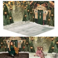 photography backdrop winter christmas rustic wooden bokeh glitter photo background green pine christmas decor photocall
