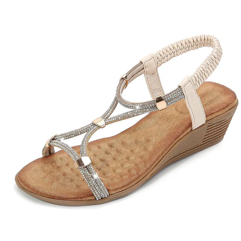 

2020 Summer Women Sandals Fish Mouth Bohemia Style Flat Sandals Shoe Women Slip On Summer Female Soft Dropshipping Sandals