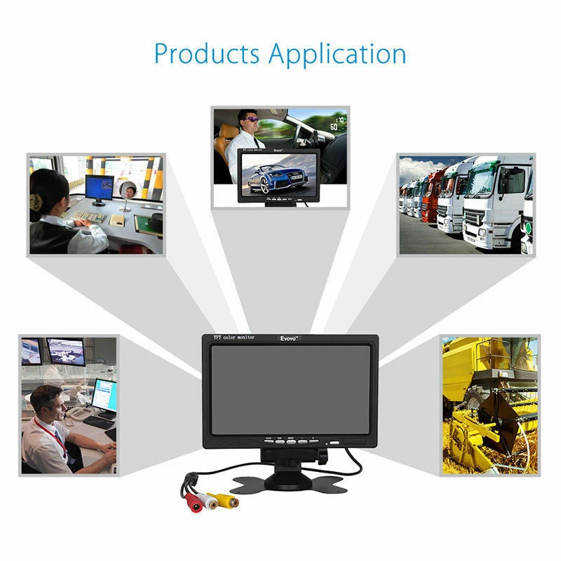 

12V-24V 7 inch TFT LCD Color HD Monitor for Car CCTV Reverse Rear View Backup Camera