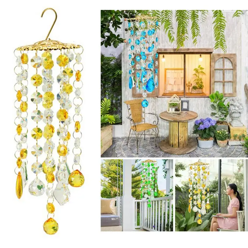 

Handmade Colorful Crystal Wind Chimes Home Hanging Craft Gift Eolic Bells Ornament Garden Yard Chimes Decor Hanging Decoration
