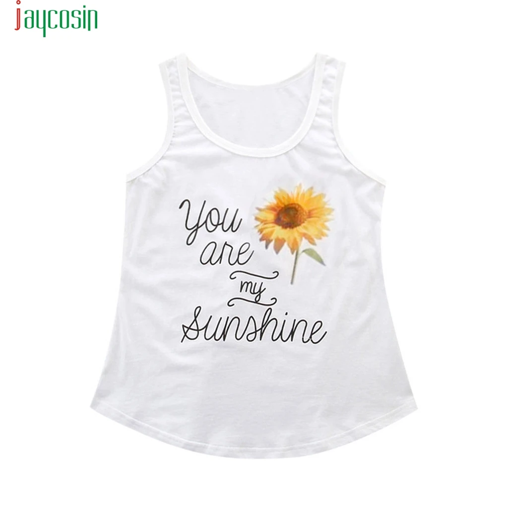 Женский топ с принтом подсолнуха Jaycosin летний без рукавов Повседневная Блузка