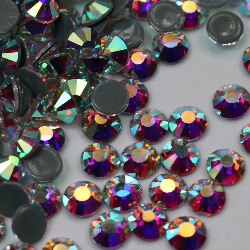 Горячая фиксация Стразы супер блестящий Strass Flatback Glass Crystal AB исправление камней Iron