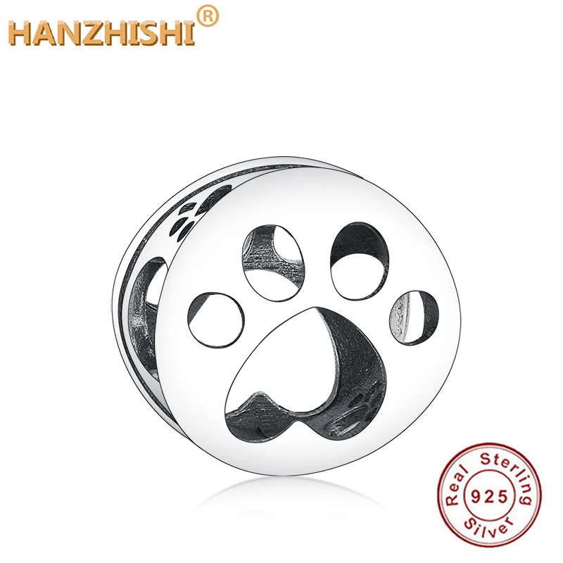 

Openwork Paw Print Charm 100% 925 Sterling Silver Bead Fits Original Pandora Charm Bracelet Snake Chian For Woman DIY Jewelry