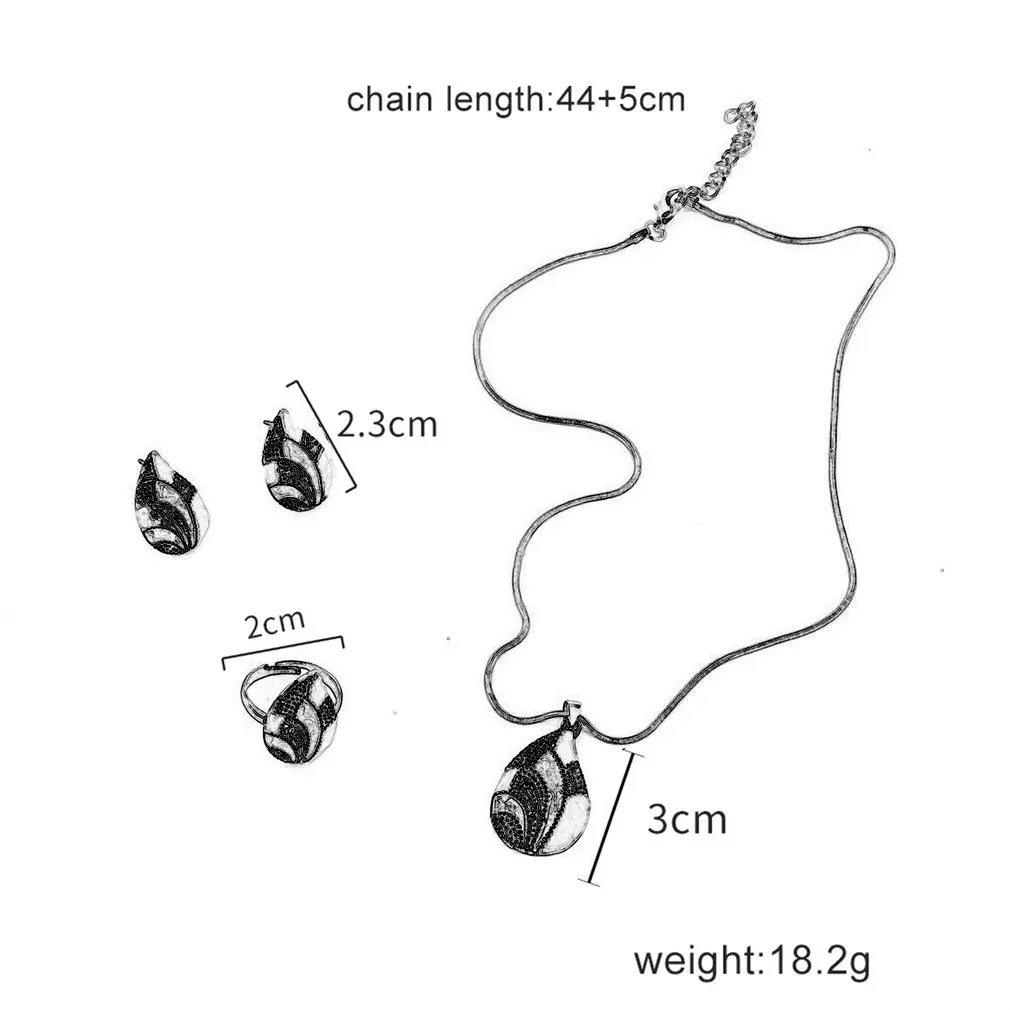 3 шт./компл. ювелирные изделия в форме капли воды серьги кольцо на палец ожерелье