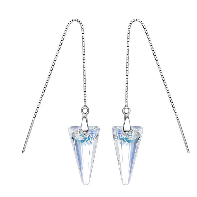 Warme icht 925 серебряная серьга украшенные кристаллами Swarovski треугольные серьги