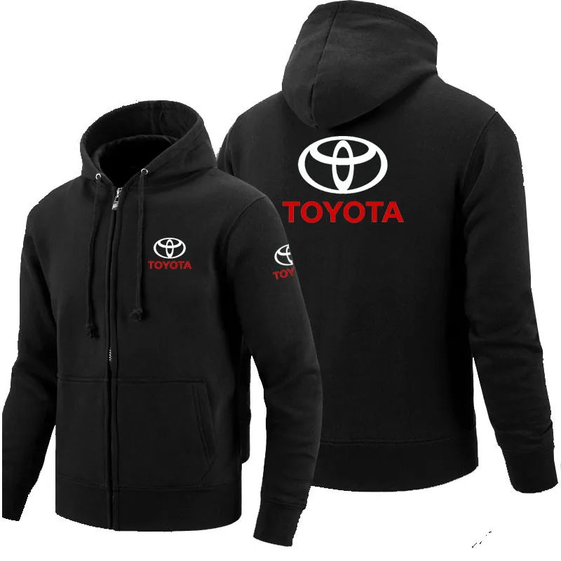 Сезон осень зима Toyota логотип Кофты на молнии с принтом для мужчин fleecel капюшоном