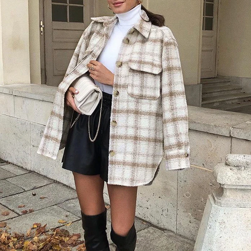 

HYHY Vintage Women Soft Tweed Jacket 2021 Spring-Autumn Fashion Ladies Elegant Loose Jackets Streetwear Girls Oversize Outwear