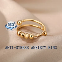 anxiety ring beads rings for women men stainless steel ring spinner spiral simulated freely anti stress fidget ring jewelry