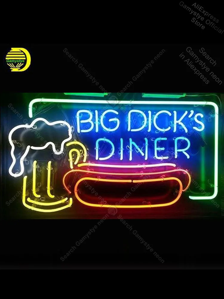 

Big Diner NEON SIGN REAL GLASS Custom BEER BAR PUB LIGHT SIGN Anuncio Luminoso Guitar Store Display Pabs Neon Sign Neon Bar Lamp