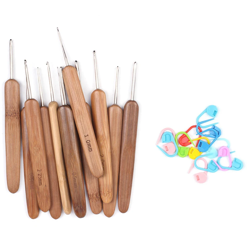 Бамбуковые Спицы для начинающих набор эргономичные Обугленный Бамбук