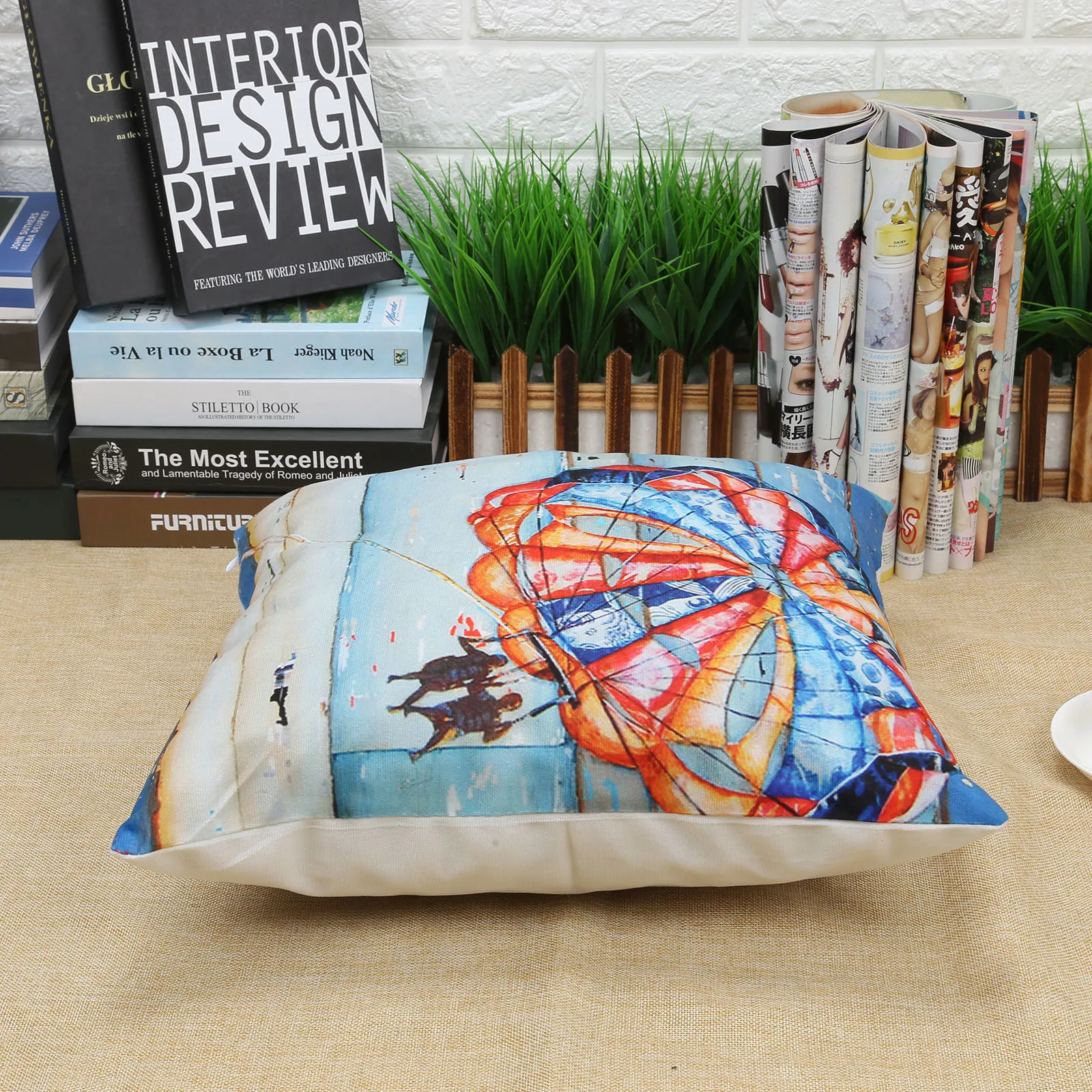 Пляжное двойной подушка с принтом синий океан небо живописный узор размером 45*45 см Romantice Спальня