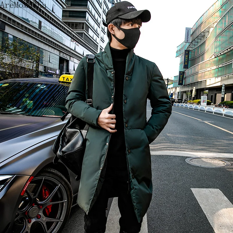 Men's Down Jacket Mid-length 2021 Winter New Stand-up Collar Korean Version of The Slim Thick Warmth Trend Jacket Mens Jackets