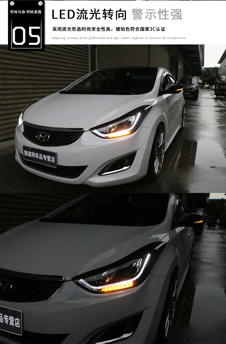 Автомобильный Стайлинг для Hyundai Elantra MD светодиодный 2011- фары новые Elantra DRL Объектив двойной луч H7 HID Xenon автомобильные аксессуары