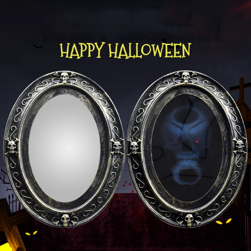 Страшное зеркало с привидениями на Хэллоуин движение активированным звуком