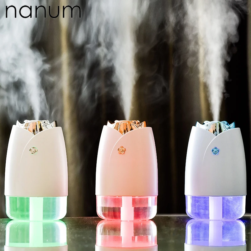 

Mini Rose Humidifier Mini Ultrasonic Humidifiers Led Night Light Aroma Essential Oil Diffuser USB Fogger Car Air Freshener