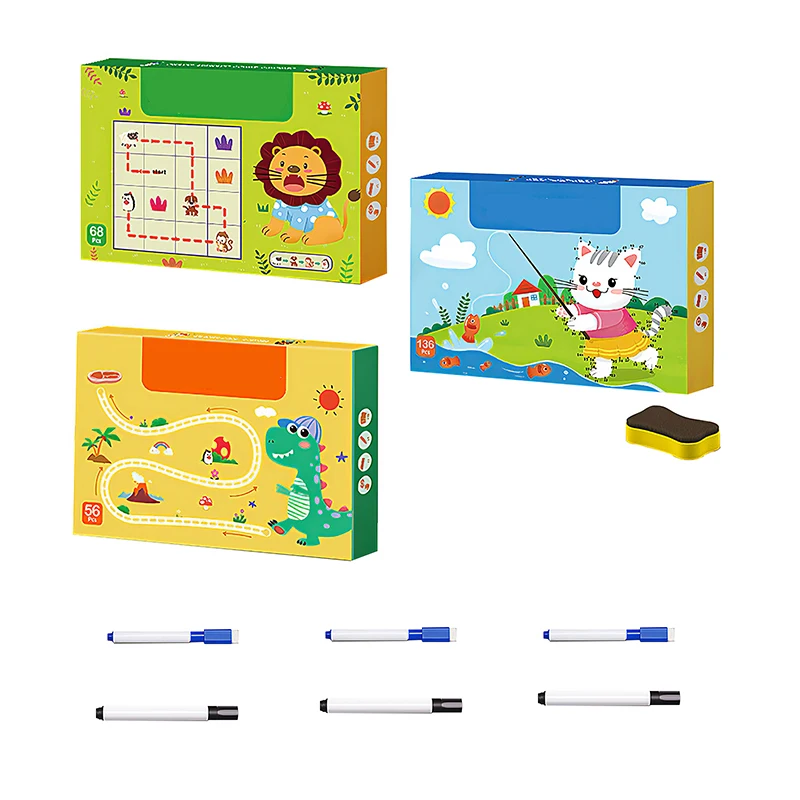 

Children Montessori Toys Drawing Tablet DIY Color Shape Math Match Game Book Drawing Set Learning Educational Toys For Children