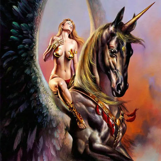 ZFXDJS038 Pegasus наборы 5D алмазная картина мультфильм Единорог Эльф девушки фото Полный Круглый дрель вышивка украшение дома мозаика вышивка крестиком - Цвет: ZFXDJS038