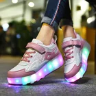 Детские роликовые коньки, обувь со светодиодной подсветкой, мигасветильник свет, 2 колеса, кроссовки для катания на коньках, летающая обувь, многофункциональная легкая дышащая обувь для мальчиков и девочек
