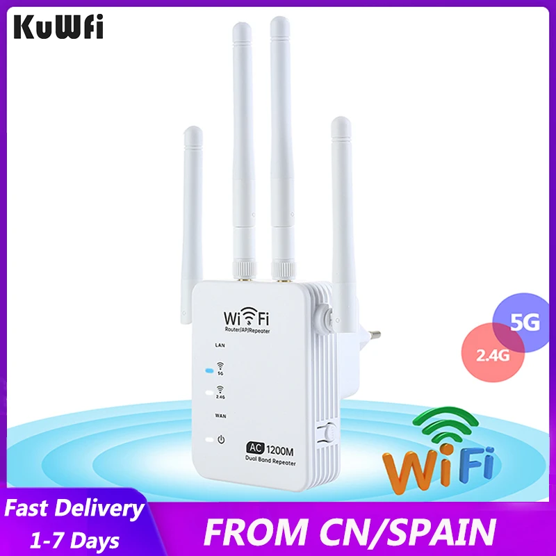 

KuWFi 5G Гц WiFi ретранслятор 1200 Мбит/с 2.G/ 5G беспроводной маршрутизатор WiFi удлинитель Wi-Fi усилитель сигнала с 4 двойными внешними антеннами