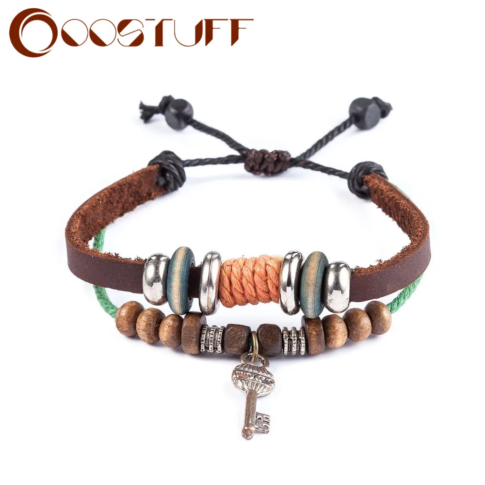 Real Leather Bracelets for Women Key Charm Men Jewelry pulseira masculina feminina erkek bileklik Punk bracelet femme | Украшения и