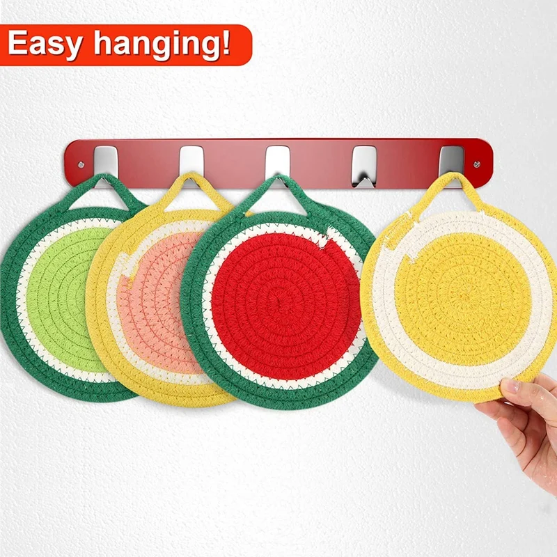 

Kitchen Potholders Trivets Set,Round Fruit Shape Cotton Thread Weave Coasters,Placemat,Hot Mats for Cooking,Baking,8 Pcs