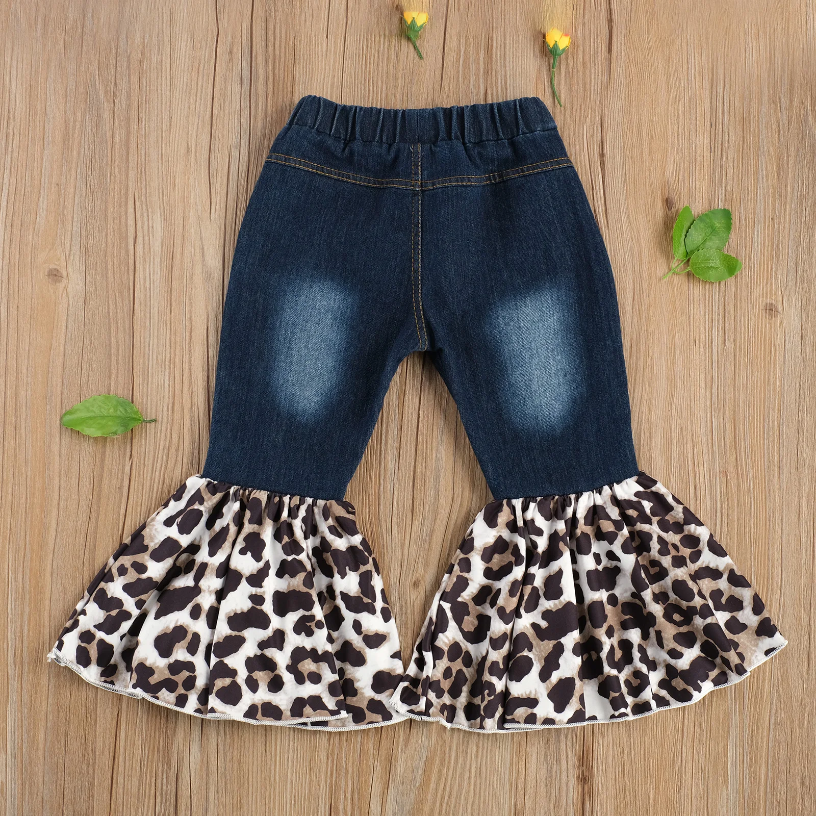 

Pudcoco 2020 Autumn 2-7Y Kids Toddler Baby Girls Jeans Leopard Print Flared Pockets Pants Boot Cut Denim Long Trousers