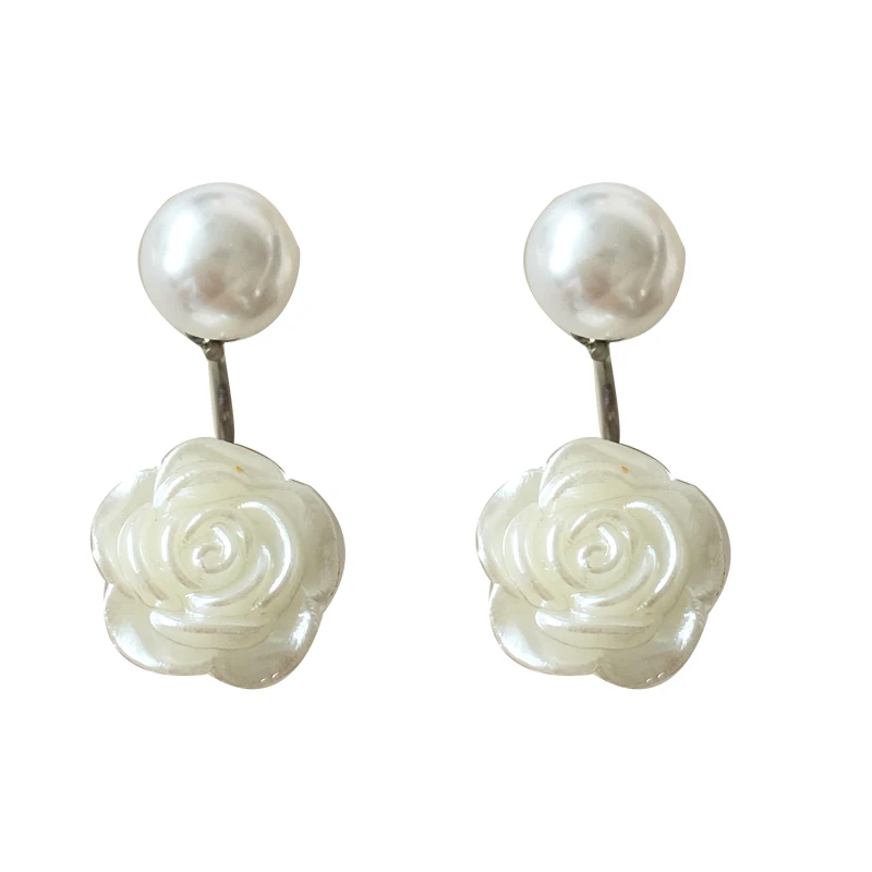 

Bilandi S925 needle Modern Jewelry Simulated Pearl Earring Sweet Design Resin White Flower Earrings For Girl Fine Accessories