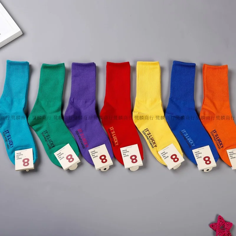 

Solid Color Girls Socks Multicolor Women Sock Fashion Classic Novelty High Quality Sox Cotton Trendy Thick Winter Korean Avocado