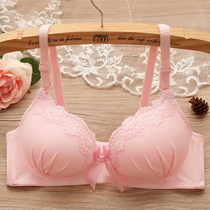 

Lace Front Beauty Push Up Bra Women's Underwear Sexy Female Brassiere Lingerie Bralette Back Closure Bras with Bow