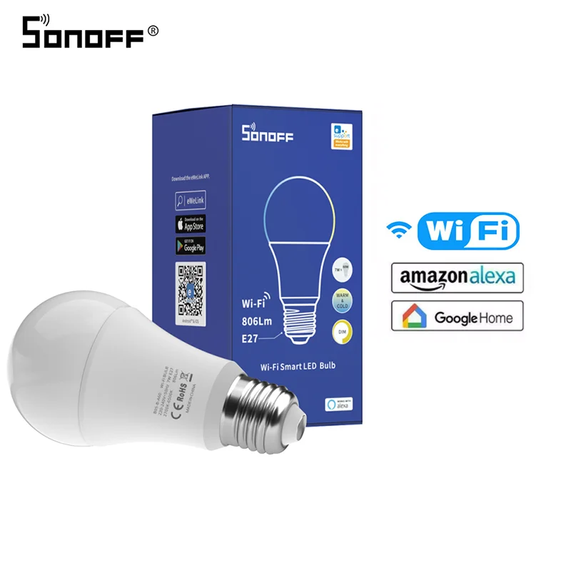 

SONOFF WiFi LED Bulb B02-B-A60 7W 220-240V Warm Cold Smart Home Energy Saving Lamp Smart House Alexa Google Home Voice Bulbs