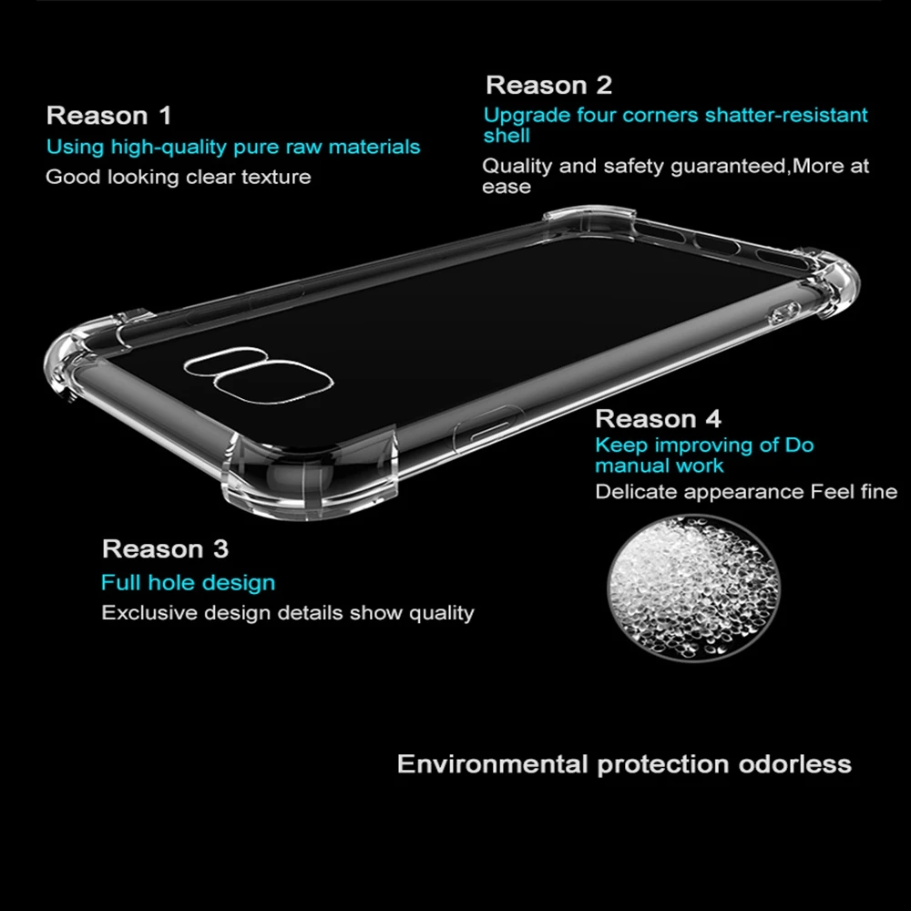 For Samsung Galaxy S8 S9 Plus Airbag Transparent Case Silicone TPU Coque Note 8 9 S10 Lite Phone Bumper Covers | Мобильные телефоны