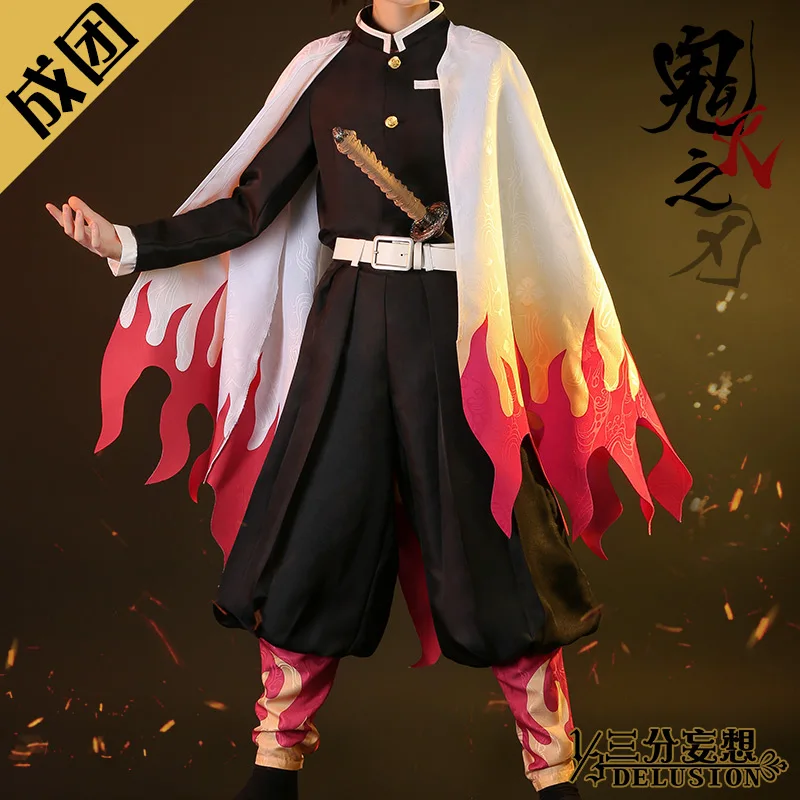 costume Аниме демон убийца Kimetsu no Yaiba Iguro Obanai Rengoku Shinjurou Косплей Костюм боевой костюм команда кимоно Униформа Хэллоуин Cos - Цвет: costume