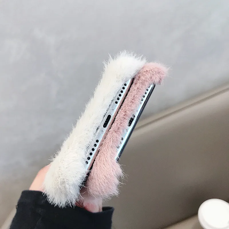 Suntaiho плюшевый теплый пушистый чехол для iPhone XS Max X XR 7 8 6 6s Plus однотонный телефона