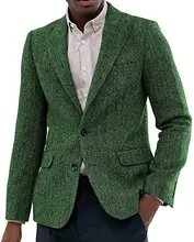 Costume veste en Tweed, gilet en laine à chevrons, coupe cintrée pour marié de mariage, veste d'affaires décontractée pour hommes, vêtements  (2)
