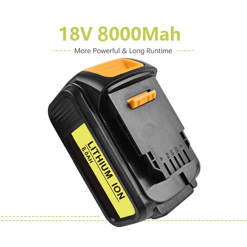 2020 оригинальный 8000mAh 18V для Dewalt Power Tool Battery DCB180 DCB181 DCB182 DCB201 DCB201-2 DCB200 DCB200-2 L30 |