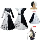 2021 Детский костюм на Хэллоуин, платья для девочек, косплей-костюмы принцессы краеллы, детские черные, белые платья ведьмы куилы, парик для девочек