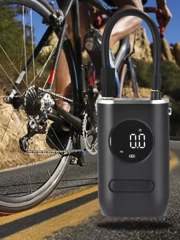 

Portable Bike Air Pump Smart Digital Air Compressor Electric Tire Pump With LED Display Rechargeable Battery Type C Port Wi