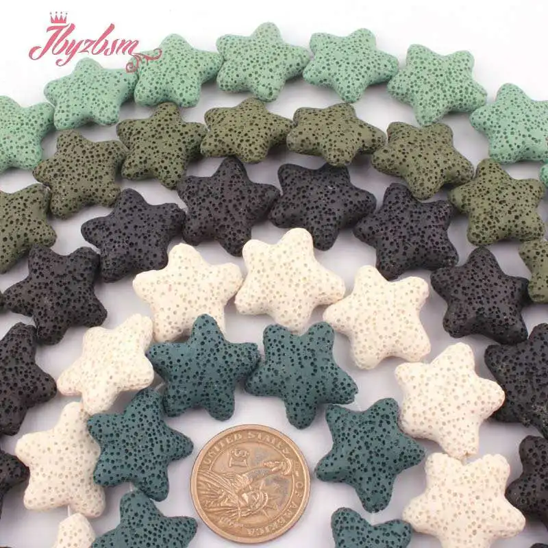 

25mm Smooth Star Shape Lava Rock Natural Stone Beads Spacer For DIY Necklace Bracelat Earrings Jewelry Making 15" Free Shipping