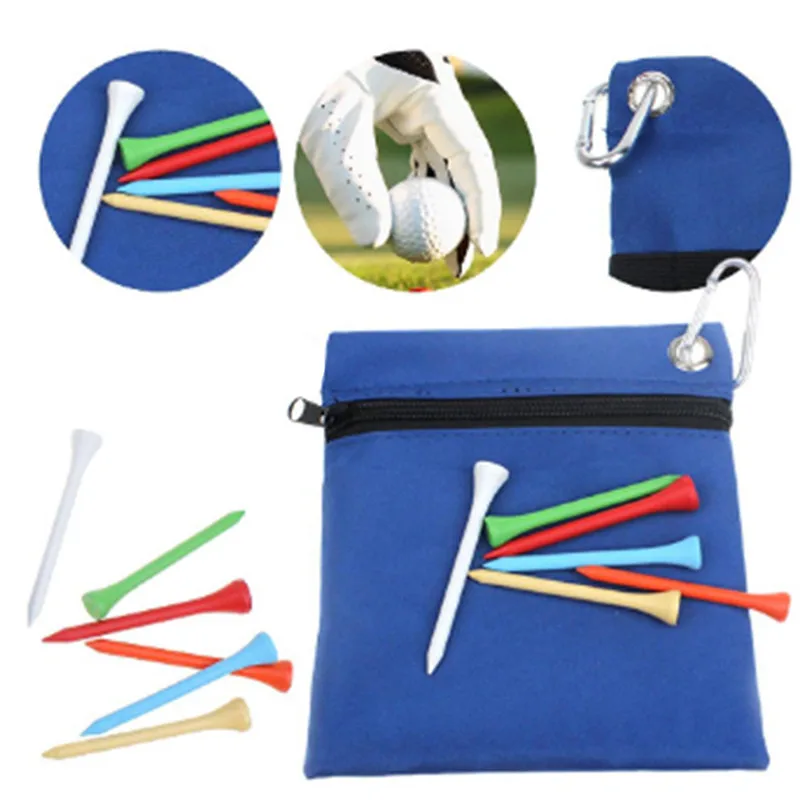 

Zippered Golf Tee Ball Bag Nylon Storage Bag Holder With Carabiner Golfing Accessories Hot Sale