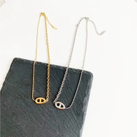 gsold trendy new geometric pig nose pendant necklaces fashion metal thin chain simple clavicle chain vintage women jewelry gift
