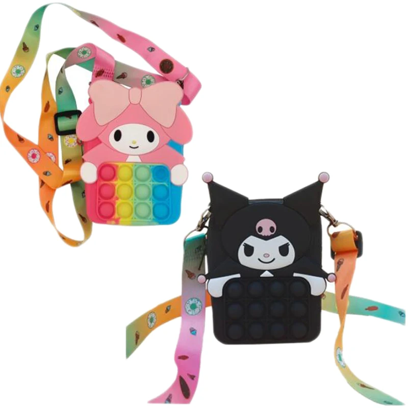 

Популярные игрушки-фиджеты из аниме Kuromi My Melody, кошелек с кнопкой, Женский студенческий кошелек для девушек, сумка-мессенджер через плечо, ко...