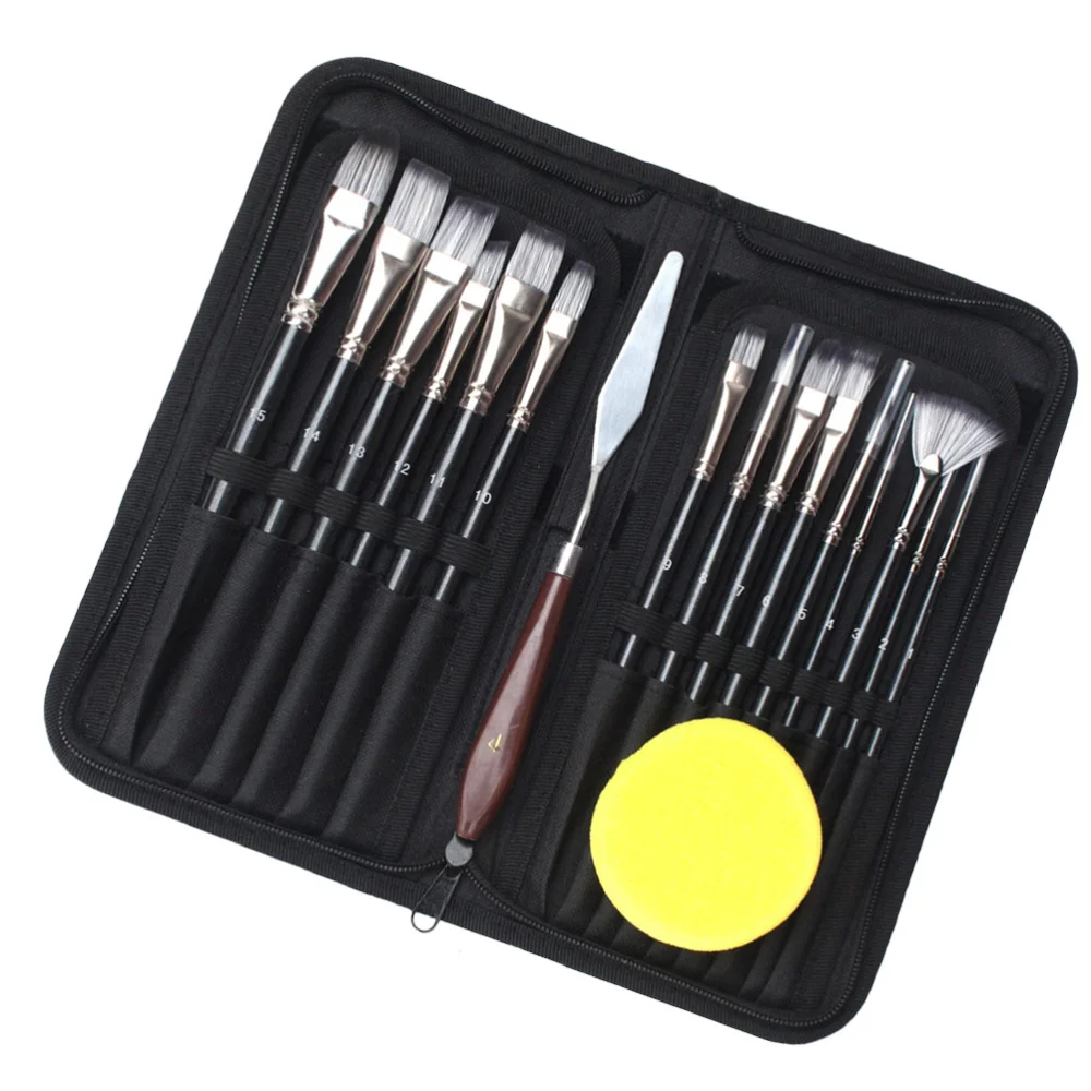 

1 Set of 15Pcs Wooden Paint Brushes Wood Handle Oil Painting Brush Gouache Acrylic Oil Painting Brush for Students Artists Use (