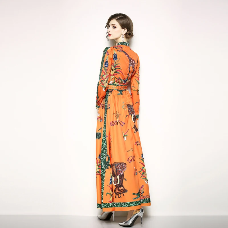 Европейская станция 2019 Ранняя осень новая Большая длинная юбка с длинным рукавом