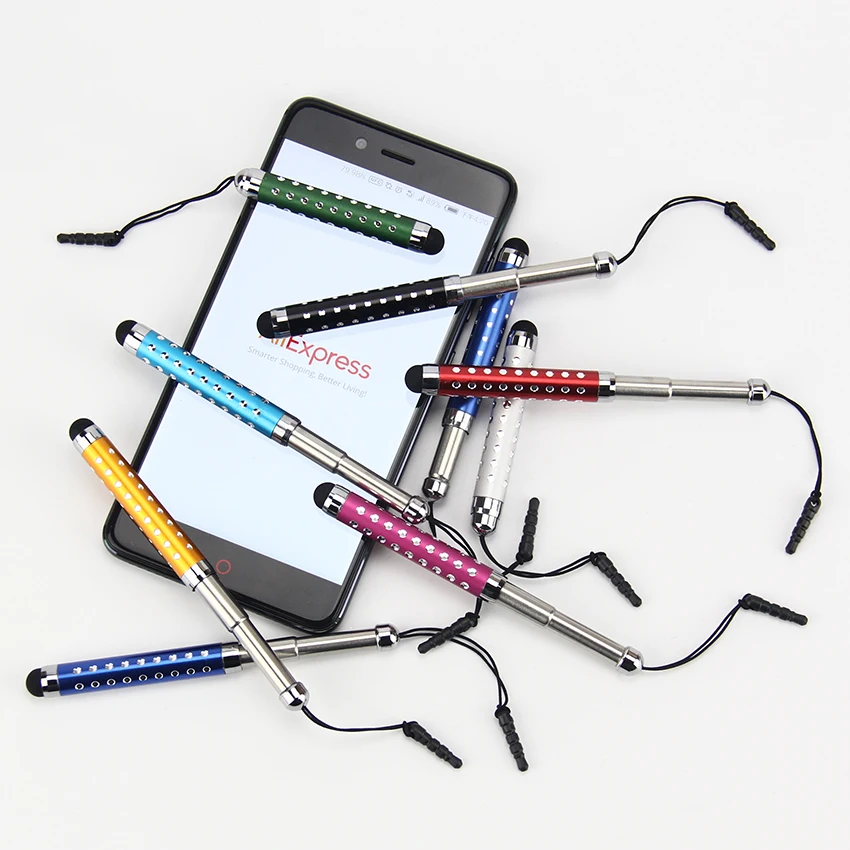 Rhinestone Style Telescopic Three Sections Mini Stylus Touch pen with Dust Plug For Mobile Phone Pen 200pcs/lot | Компьютеры и офис